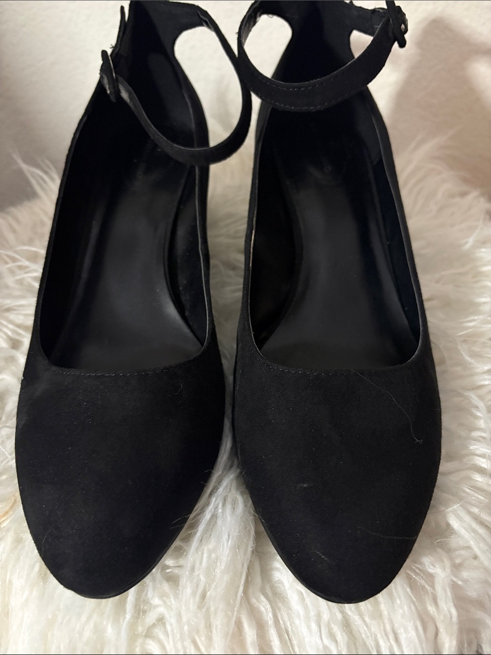 Bandolino Black Suede-Look Ankle-Strap Pumps
